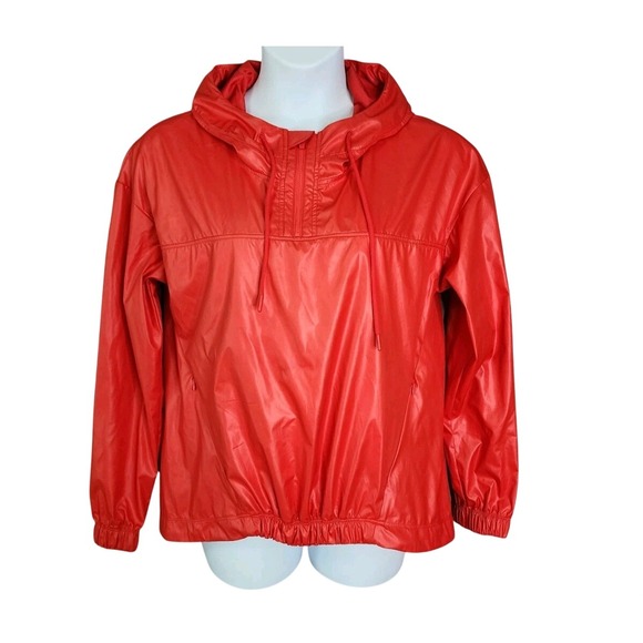 Fabletics Jackets & Blazers - Fabletics Windbreaker Anorak Womens Large Red 1/4‎ Zip Hooded Sporty Rain Jacket